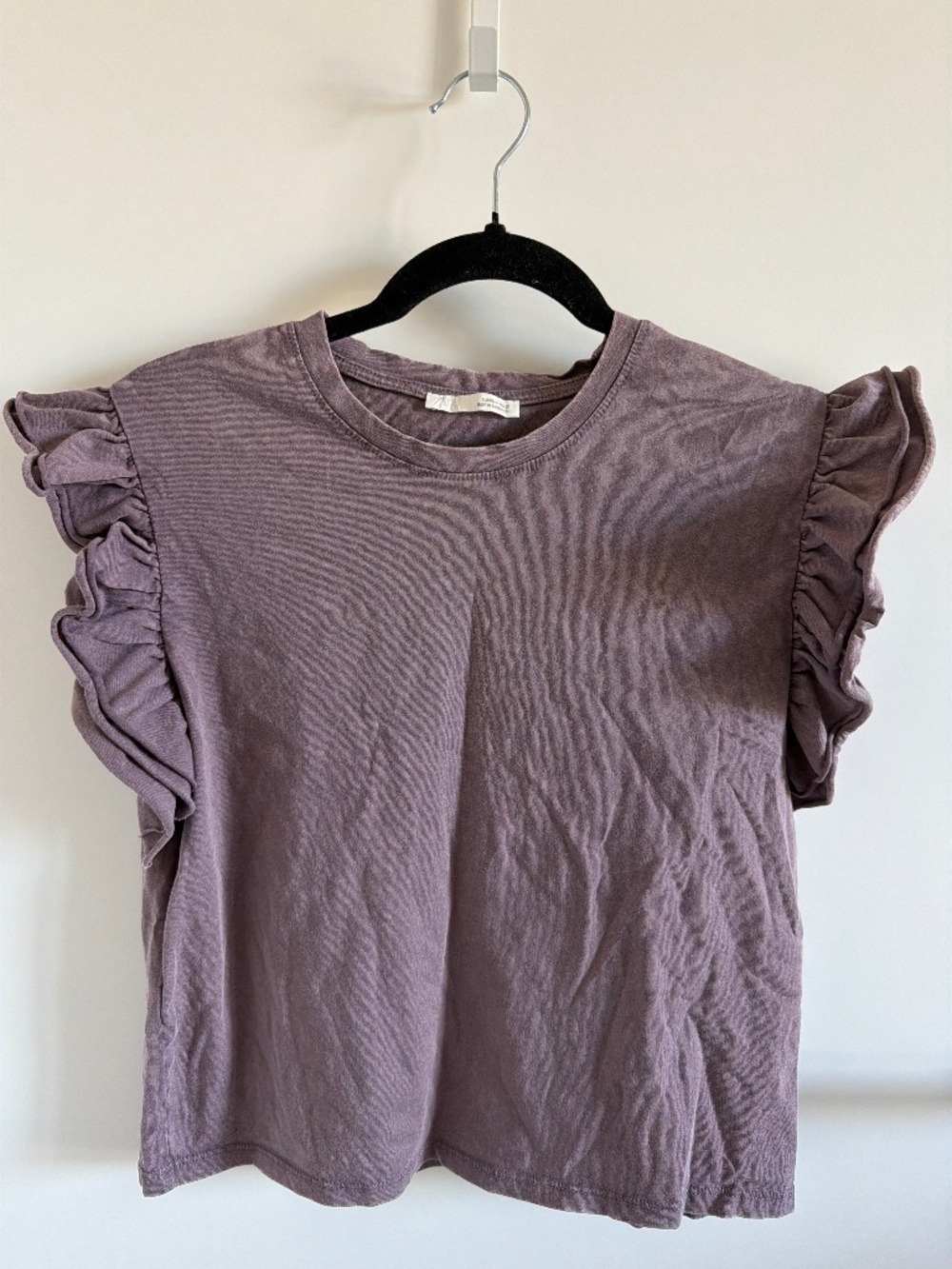 Zara Lilac Flutter sleeve Top Size S